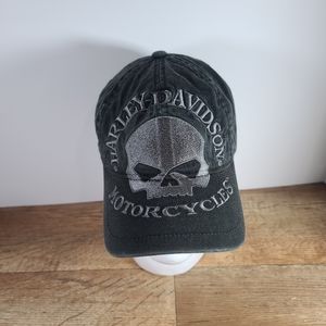 Harley Davidson Charcoal Gray Skull Mens Fitted Hat Size XL